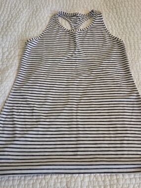 Athleta Chi White and Navy Striped Racerback Tank